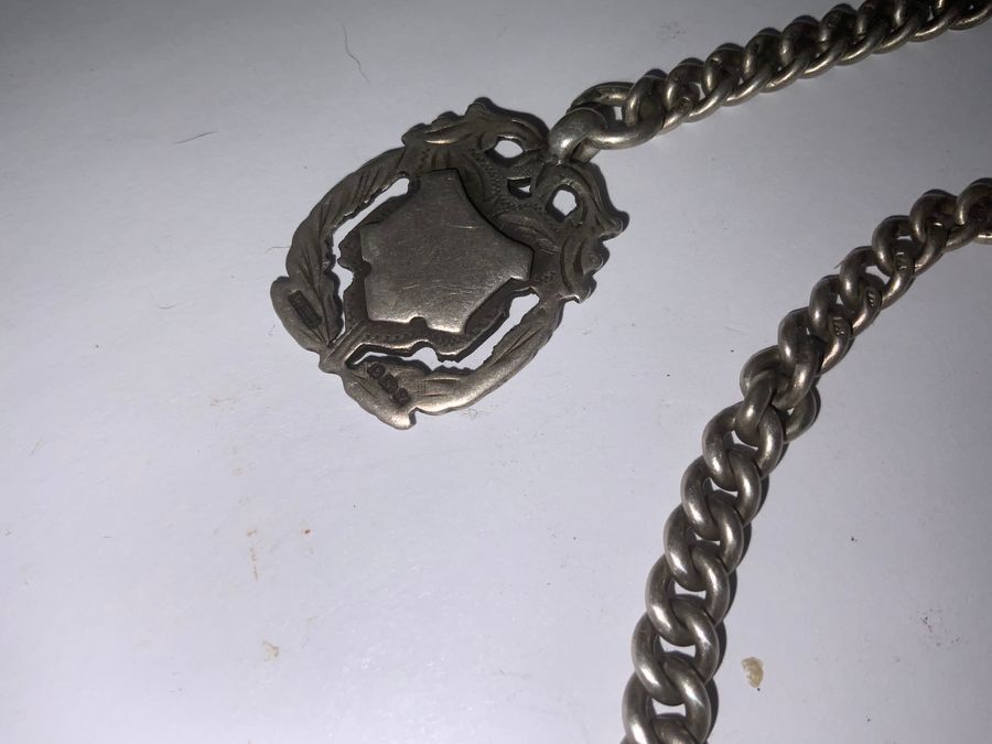 Antique POCKET WATCH & CHAIN FULL HUNTER SOLID SILVER