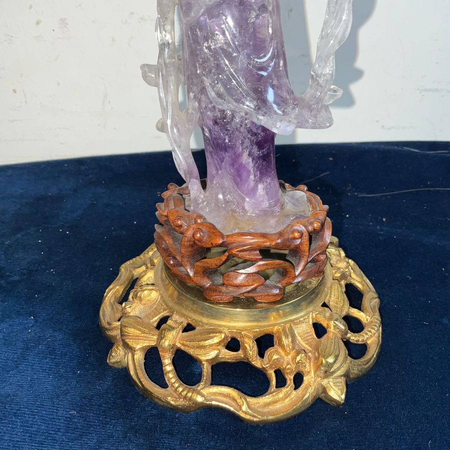 Antique CHINESE CRYSTAL JADE & GILT FIGURE  