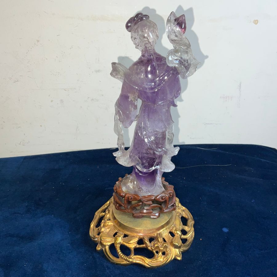 Antique CHINESE CRYSTAL JADE & GILT FIGURE  