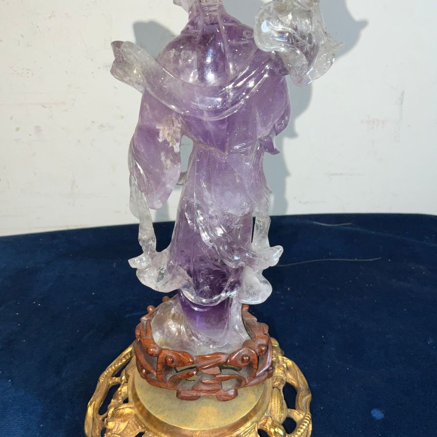 Antique CHINESE CRYSTAL JADE & GILT FIGURE  