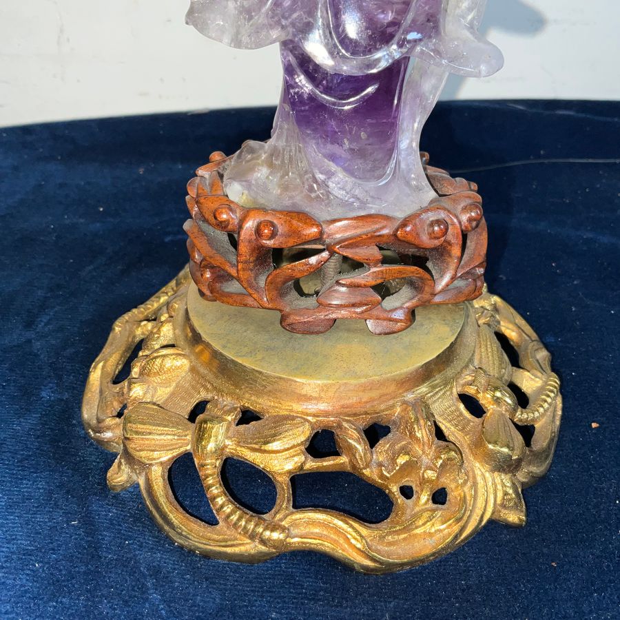 Antique CHINESE CRYSTAL JADE & GILT FIGURE  