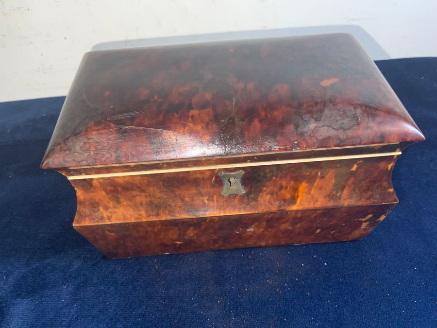 Antique TORTOISE SHELL GEORGIAN  TEA CADDY 