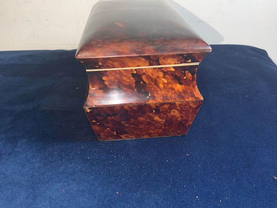 Antique TORTOISE SHELL GEORGIAN  TEA CADDY 