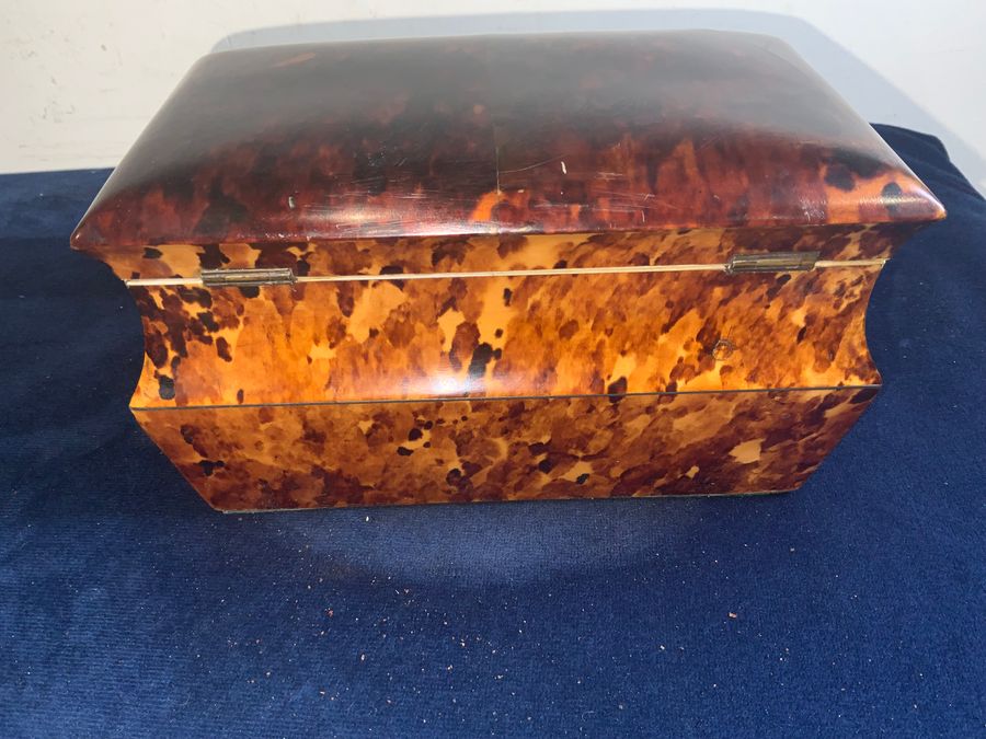 Antique TORTOISE SHELL GEORGIAN  TEA CADDY 