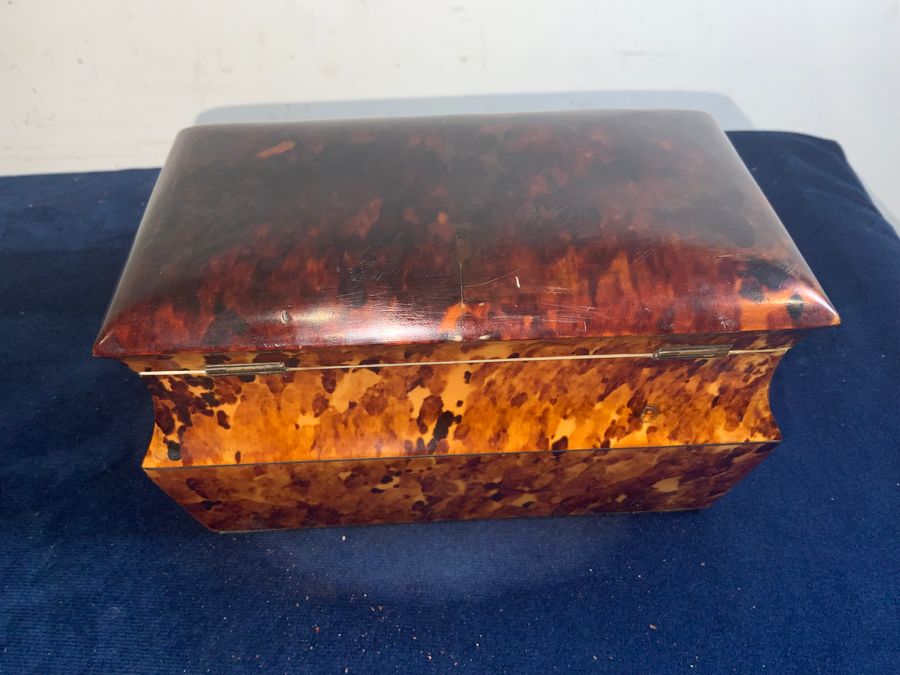 Antique TORTOISE SHELL GEORGIAN  TEA CADDY 