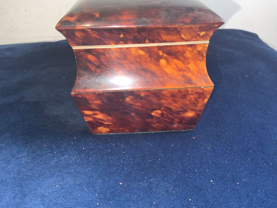 Antique TORTOISE SHELL GEORGIAN  TEA CADDY 