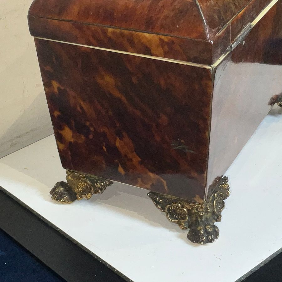 Antique TORTOISE SHELL & BUELLE TEA CADDY