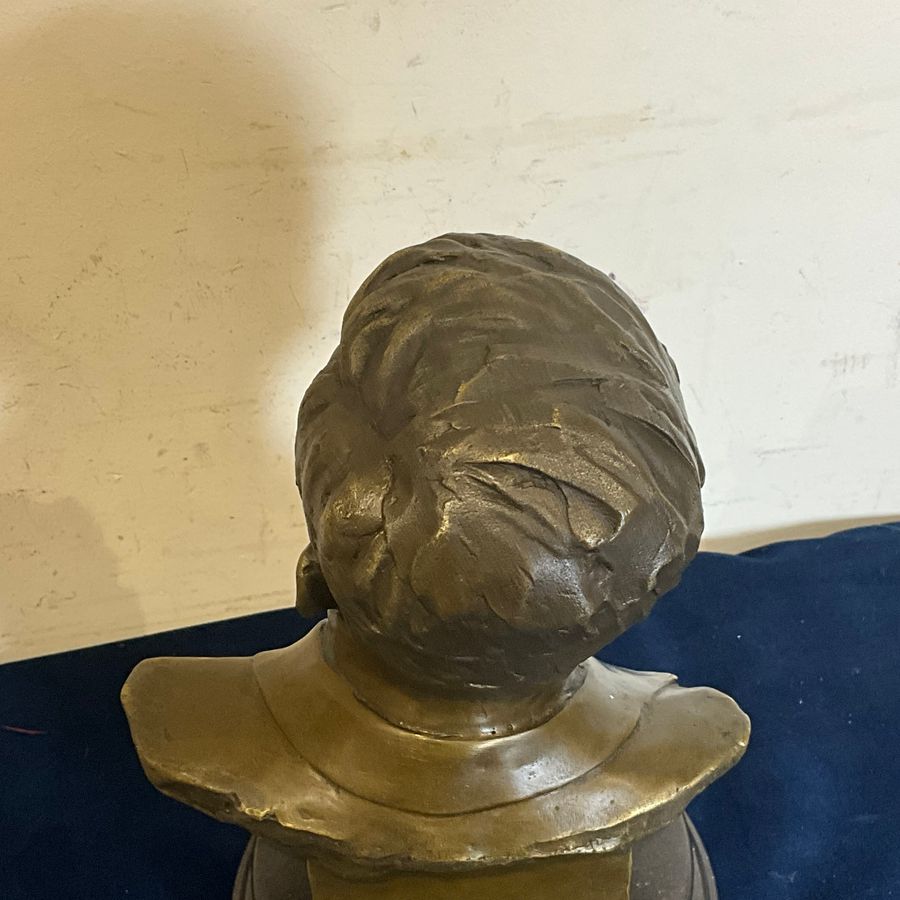 Antique JFK John F. Kennedy Bronze Metal Bust Sculpture Statue on Marble Base