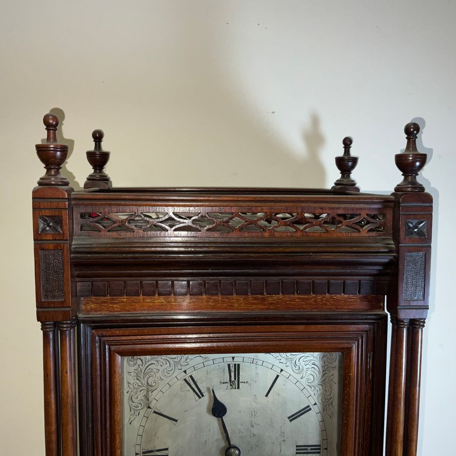 Antique Musical mahogany triple train on eight bells mantel clock