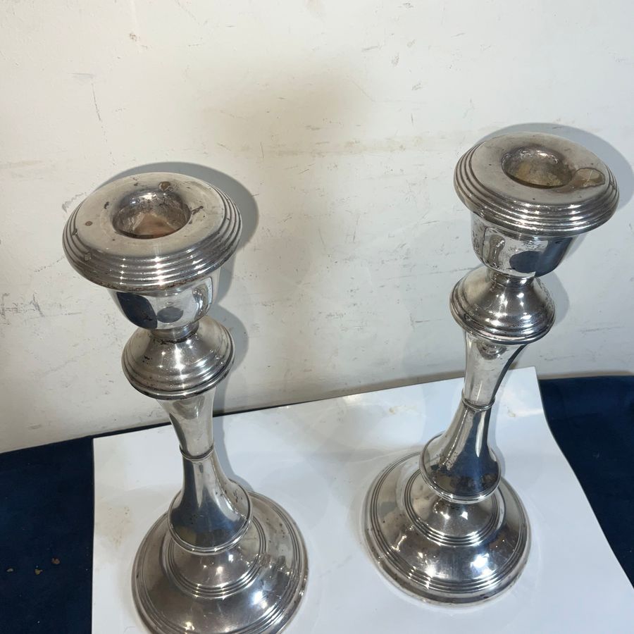 Antique CANDLE STICKS. SILVER PAIR