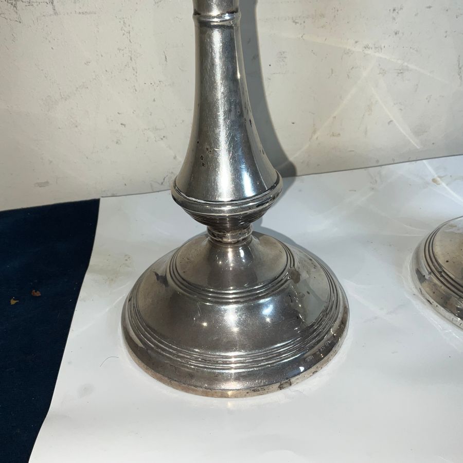 Antique CANDLE STICKS. SILVER PAIR