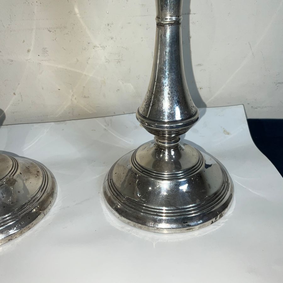 Antique CANDLE STICKS. SILVER PAIR