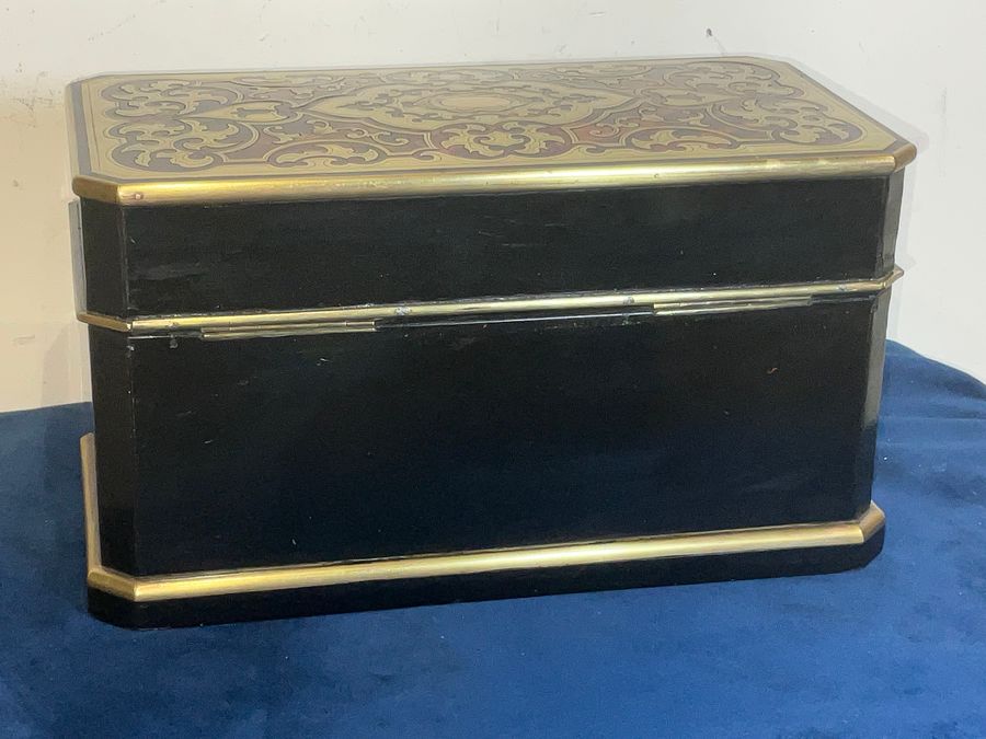 Antique Antique French Boulle Tea Caddy Box - Key - Inner Cannisters - Sugar Dish 1820c