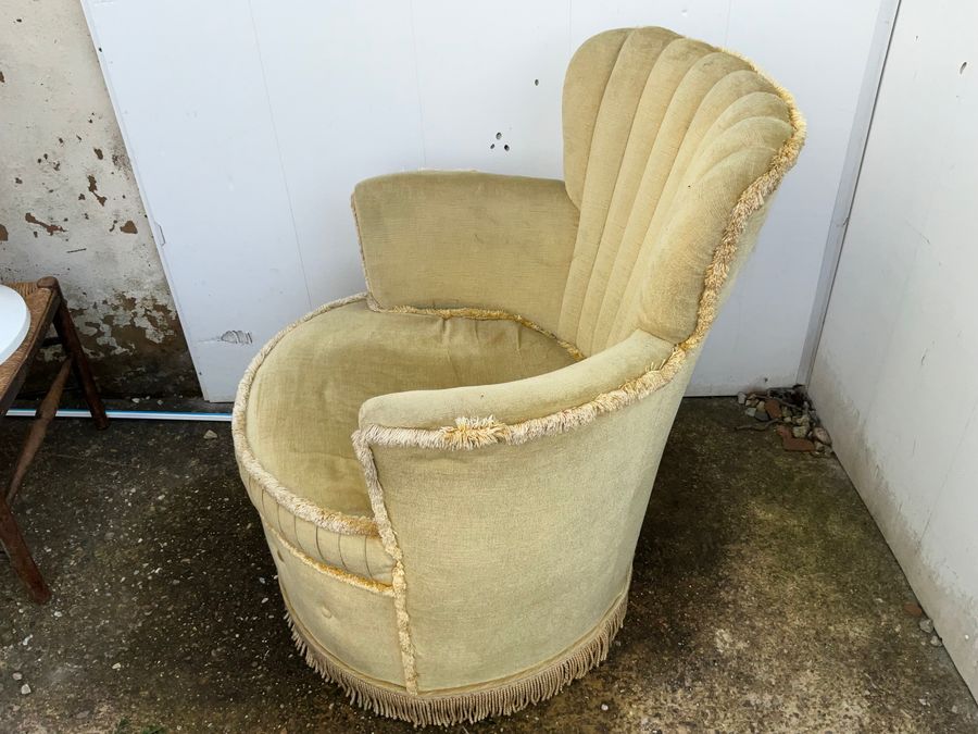 Antique PUFF ARMCHAIR LADIES BEDROOM ITEM