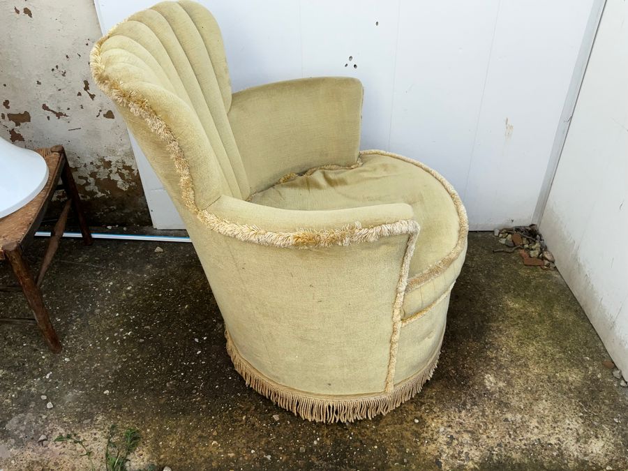 Antique PUFF ARMCHAIR LADIES BEDROOM ITEM