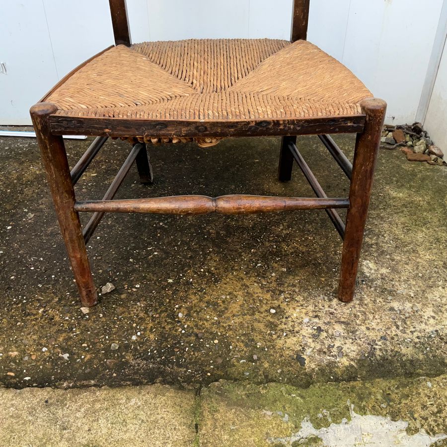 Antique ELM RUSH SEATED LADDER BACKED NURSING CHAIR 