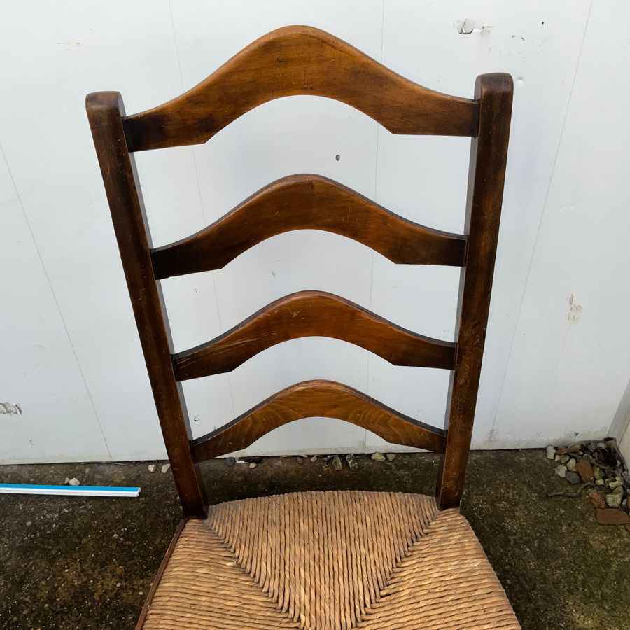 Antique ELM RUSH SEATED LADDER BACKED NURSING CHAIR 