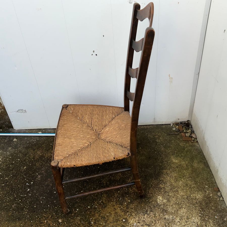 Antique ELM RUSH SEATED LADDER BACKED NURSING CHAIR 