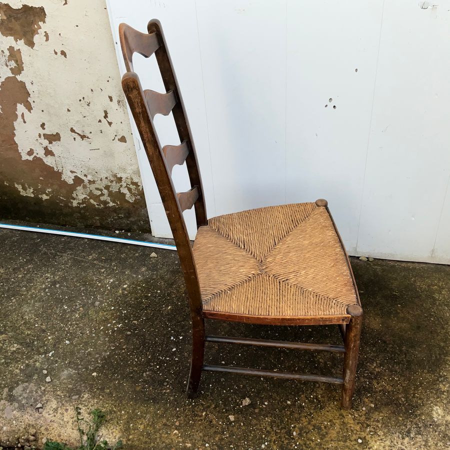 Antique ELM RUSH SEATED LADDER BACKED NURSING CHAIR 