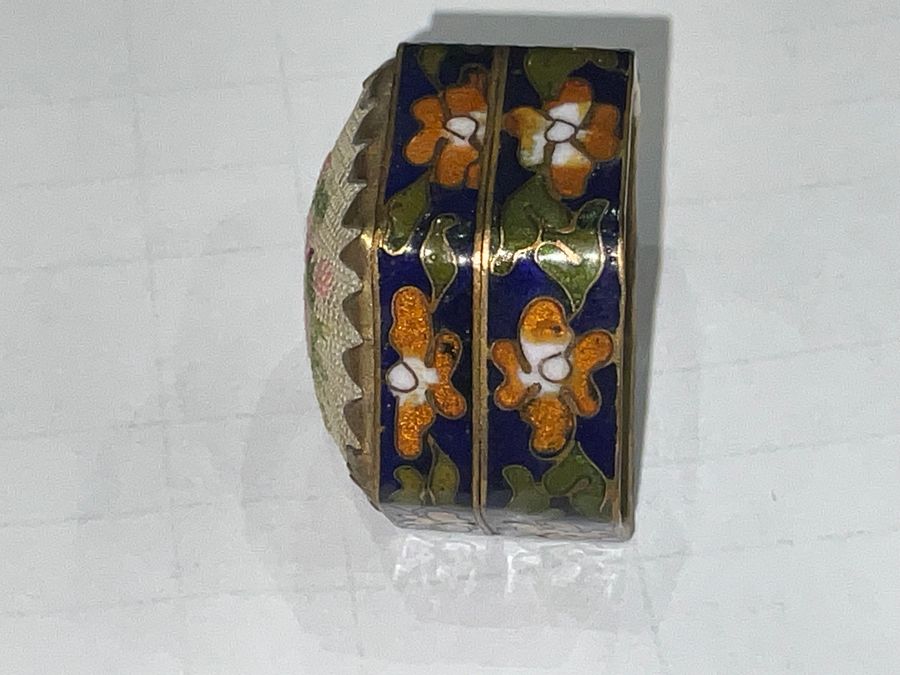 Antique ENAMELLED PIN/CUSHION BOX