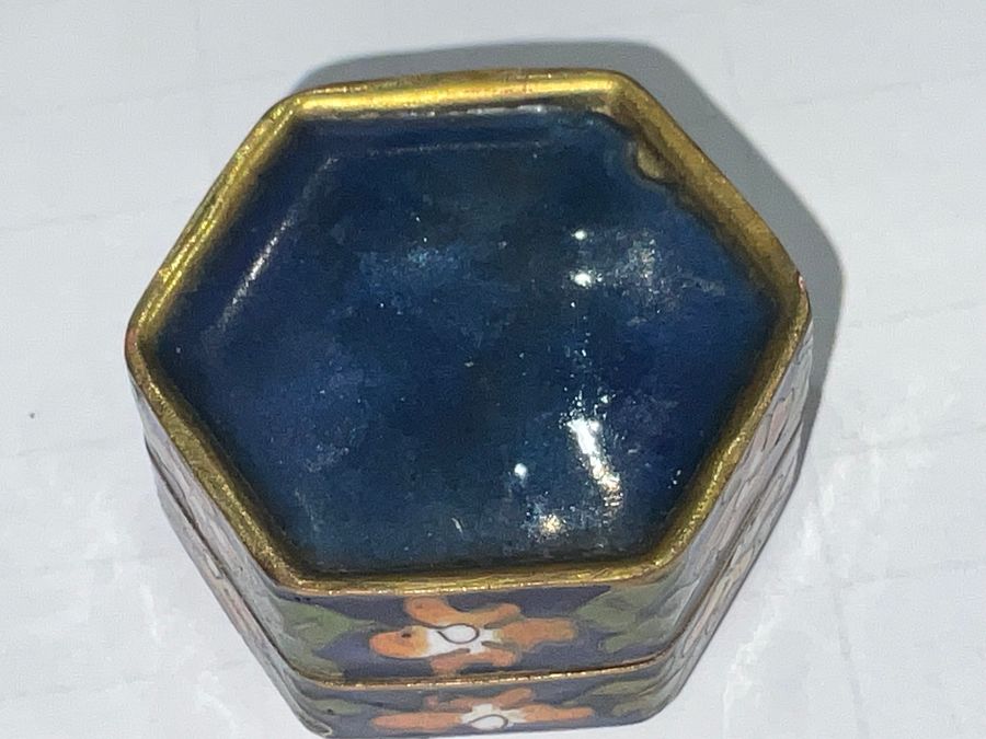 Antique ENAMELLED PIN/CUSHION BOX