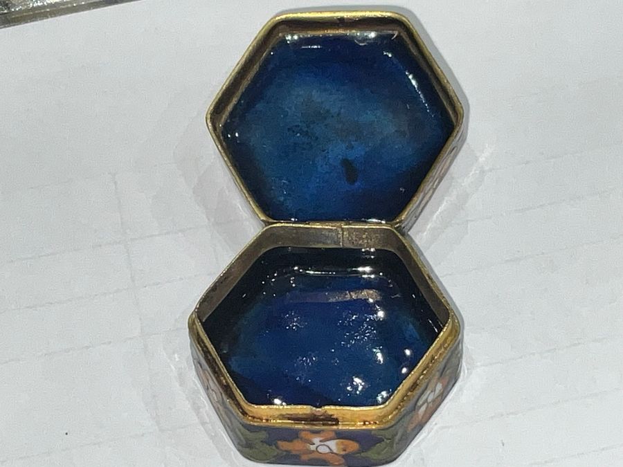 Antique ENAMELLED PIN/CUSHION BOX