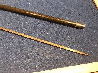 Antique Gentleman’s walking stick come sword stick with silver mount horn handle 