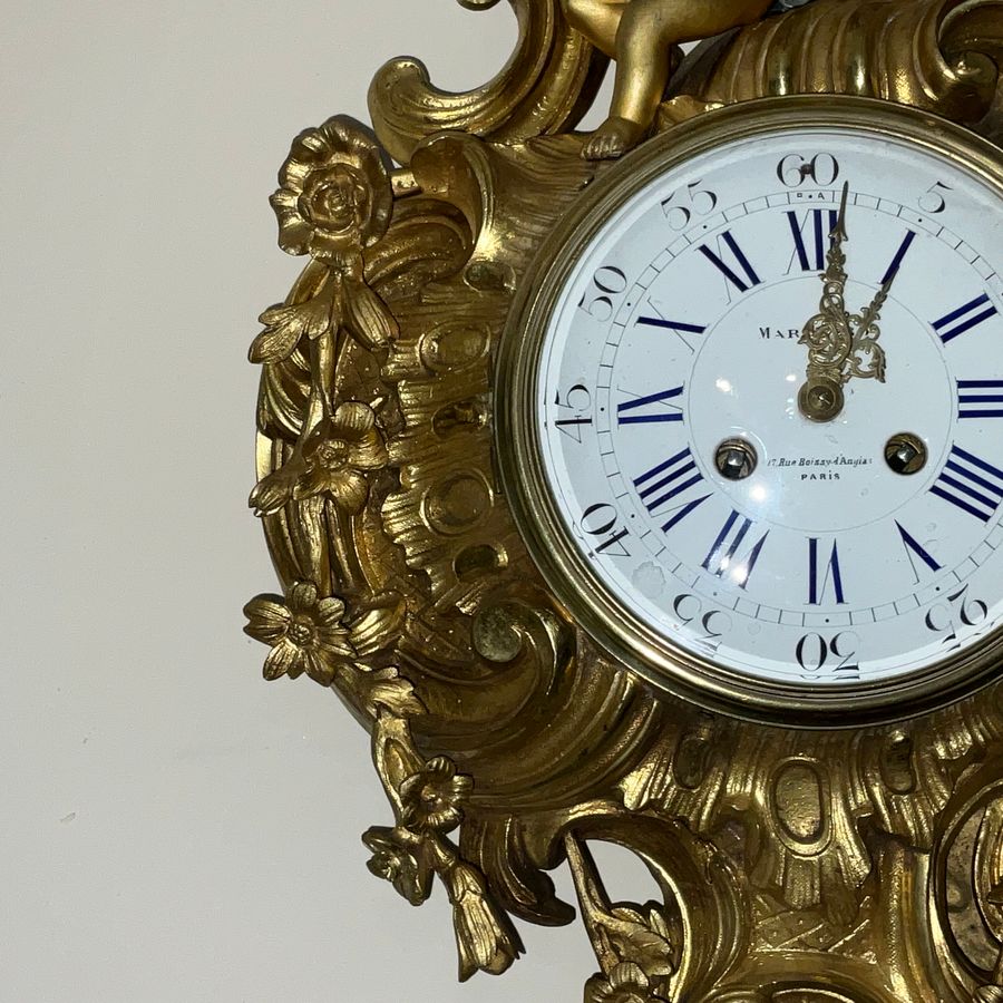 Antique Antique French Ormolu Rococo Cartel Wall Clock - Large and Magnificent