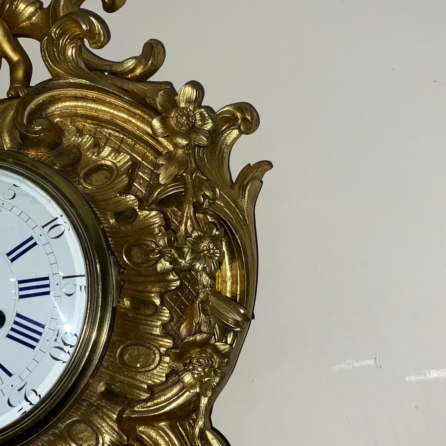 Antique Antique French Ormolu Rococo Cartel Wall Clock - Large and Magnificent