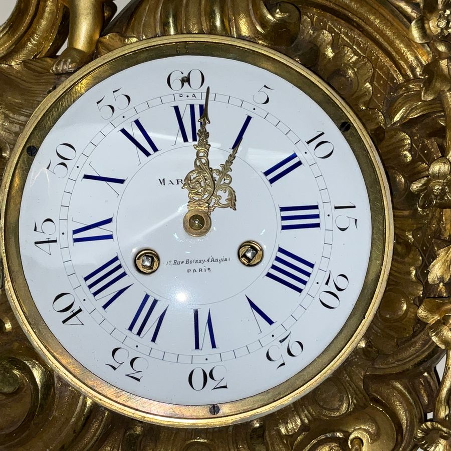 Antique Antique French Ormolu Rococo Cartel Wall Clock - Large and Magnificent