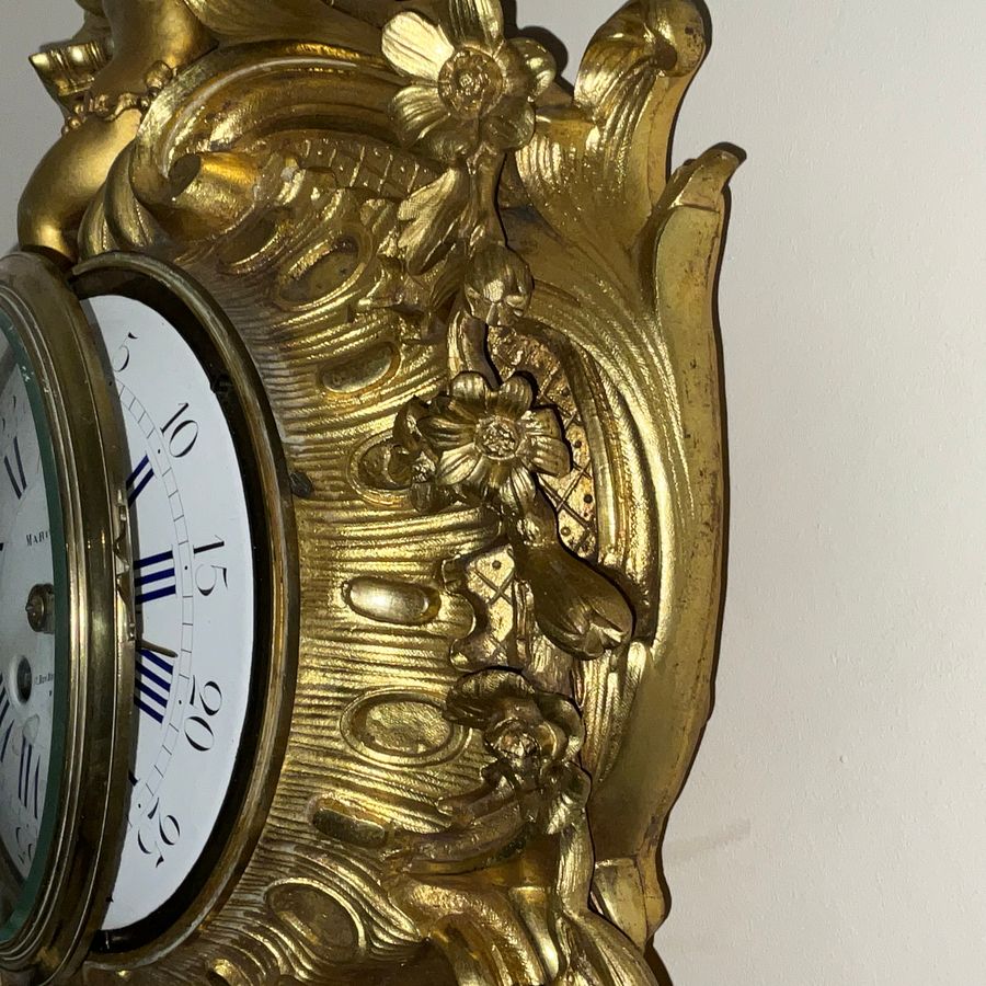 Antique Antique French Ormolu Rococo Cartel Wall Clock - Large and Magnificent