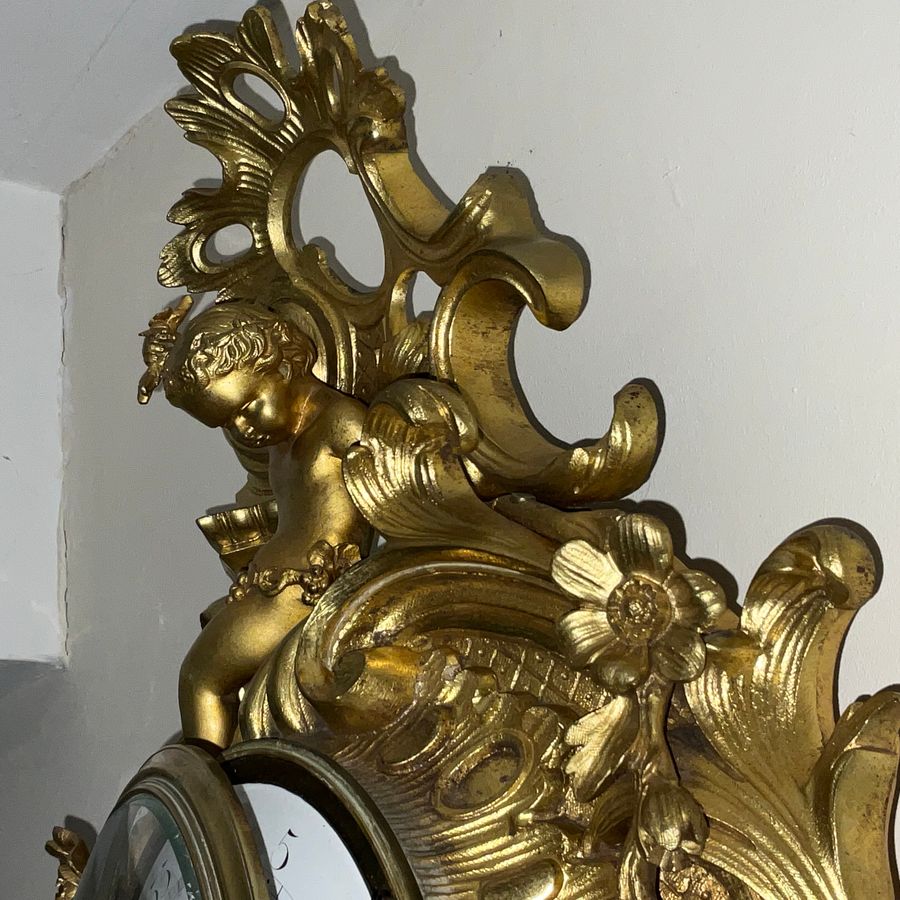 Antique Antique French Ormolu Rococo Cartel Wall Clock - Large and Magnificent