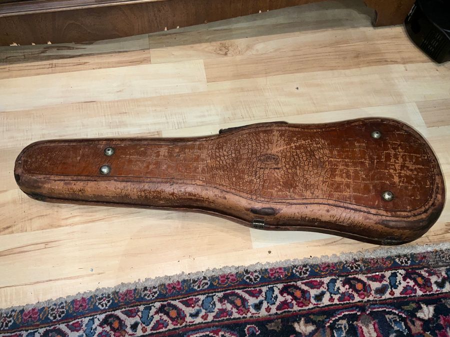 Antique Violin &  Alligator Skin Case & Violins Bow