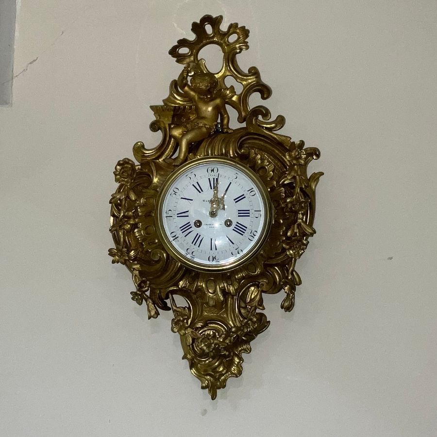 Antique French Ormolu Rococo Cartel Wall Clock - Large and Magnificent