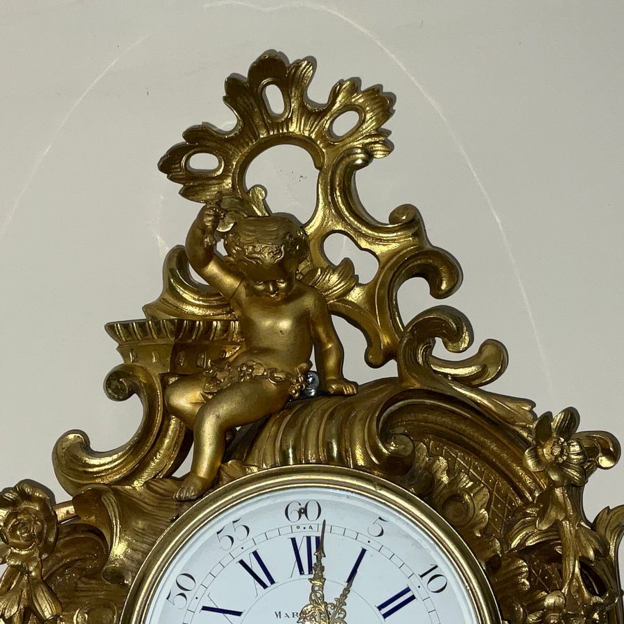 Antique Antique French Ormolu Rococo Cartel Wall Clock - Large and Magnificent