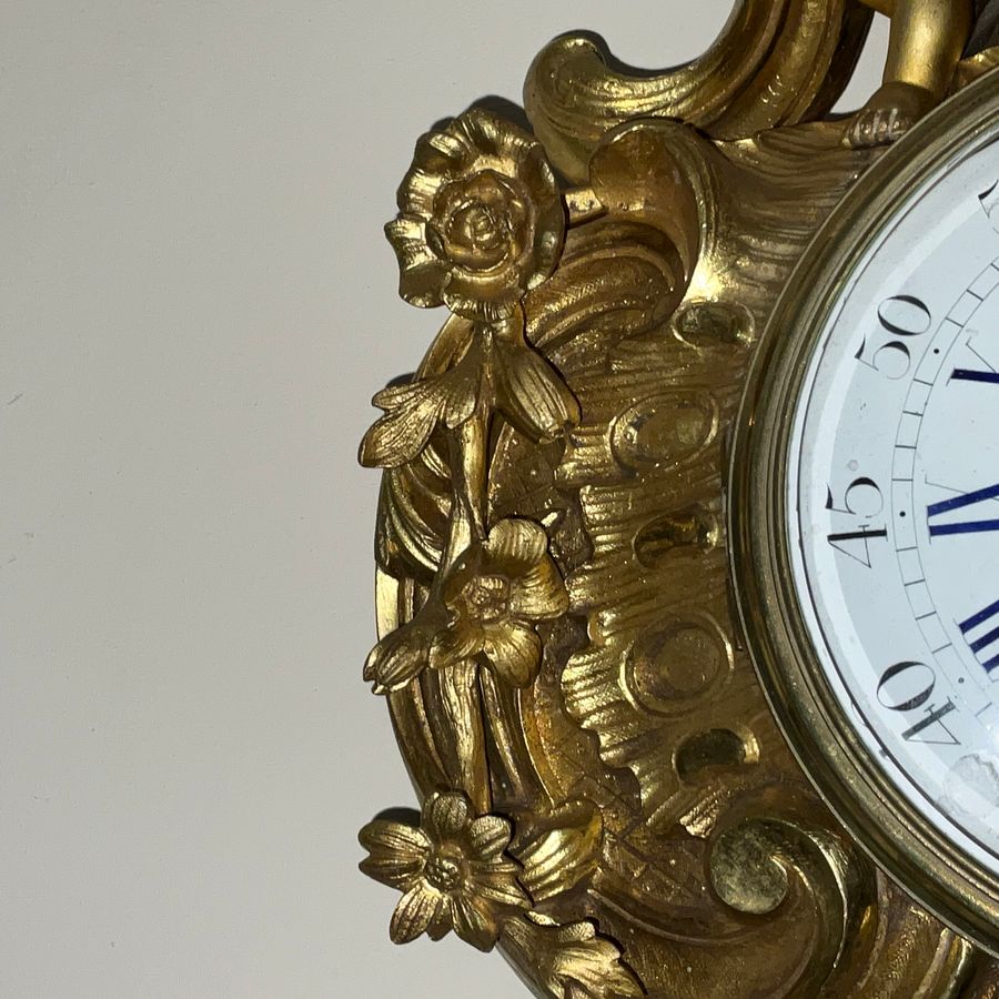 Antique Antique French Ormolu Rococo Cartel Wall Clock - Large and Magnificent