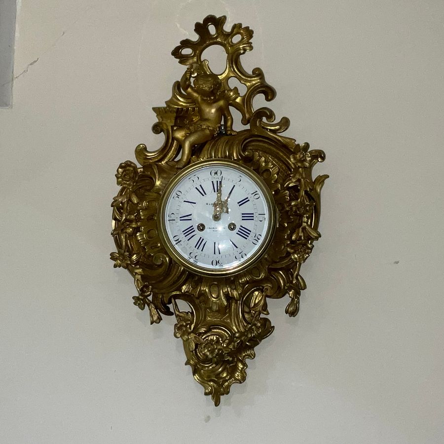 Antique Antique French Ormolu Rococo Cartel Wall Clock - Large and Magnificent