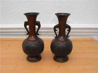 CHINESE BRONZE VASES VICTORIAN SUPERB ITEMS-- BB4