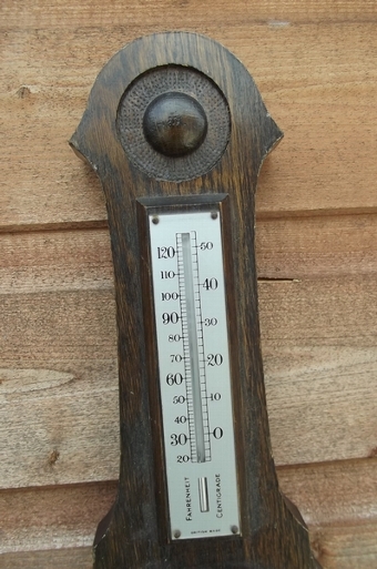 Antique Barometer thermometer oak wall hanging