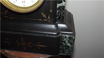 Antique MANTLE CLOCK VICTORIAN SLATE DECORATE CASED