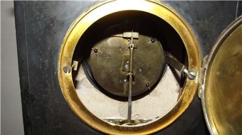 Antique MANTLE CLOCK VICTORIAN SLATE DECORATE CASED