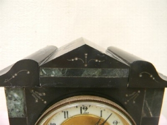 Antique Victorian slate clock movement is mechanical 8 day strikes the hours. Quality