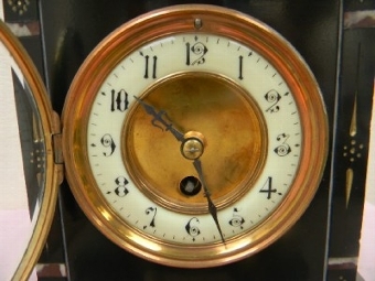Antique Victorian slate clock movement is mechanical 8 day and only time piece. Quality
