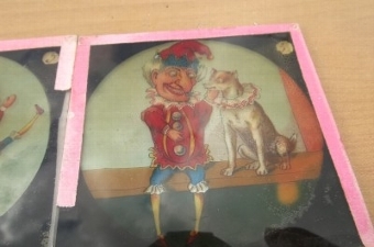 Antique Punch & Judy magic lantern hand painted Victorian rare items 11 in total