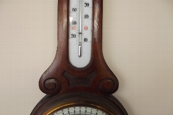 Antique Barometer thermometer oak cased large item--R1 
