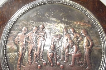 Antique Edward V11 bronze plaque oak framed B1