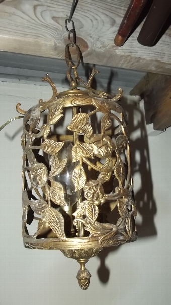 Antique Hall hanging bronze gilt lamp Lantern