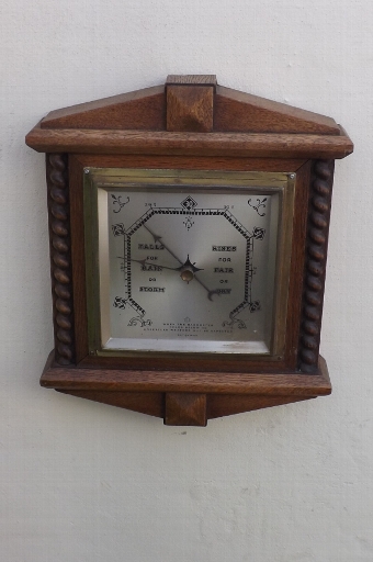 Barometer wall hung mahogany cased anoroid Edwardian . B31