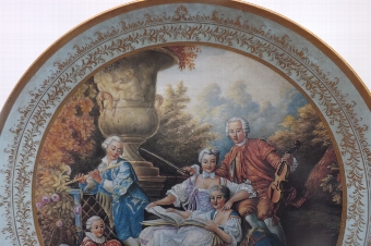 Antique Large Viennese Charger with scenes from Georgian times quality beyond measure.