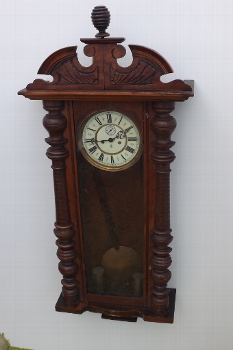 Clock Vienna Gustav Becker twin weight mahogany cased wallclock in working order